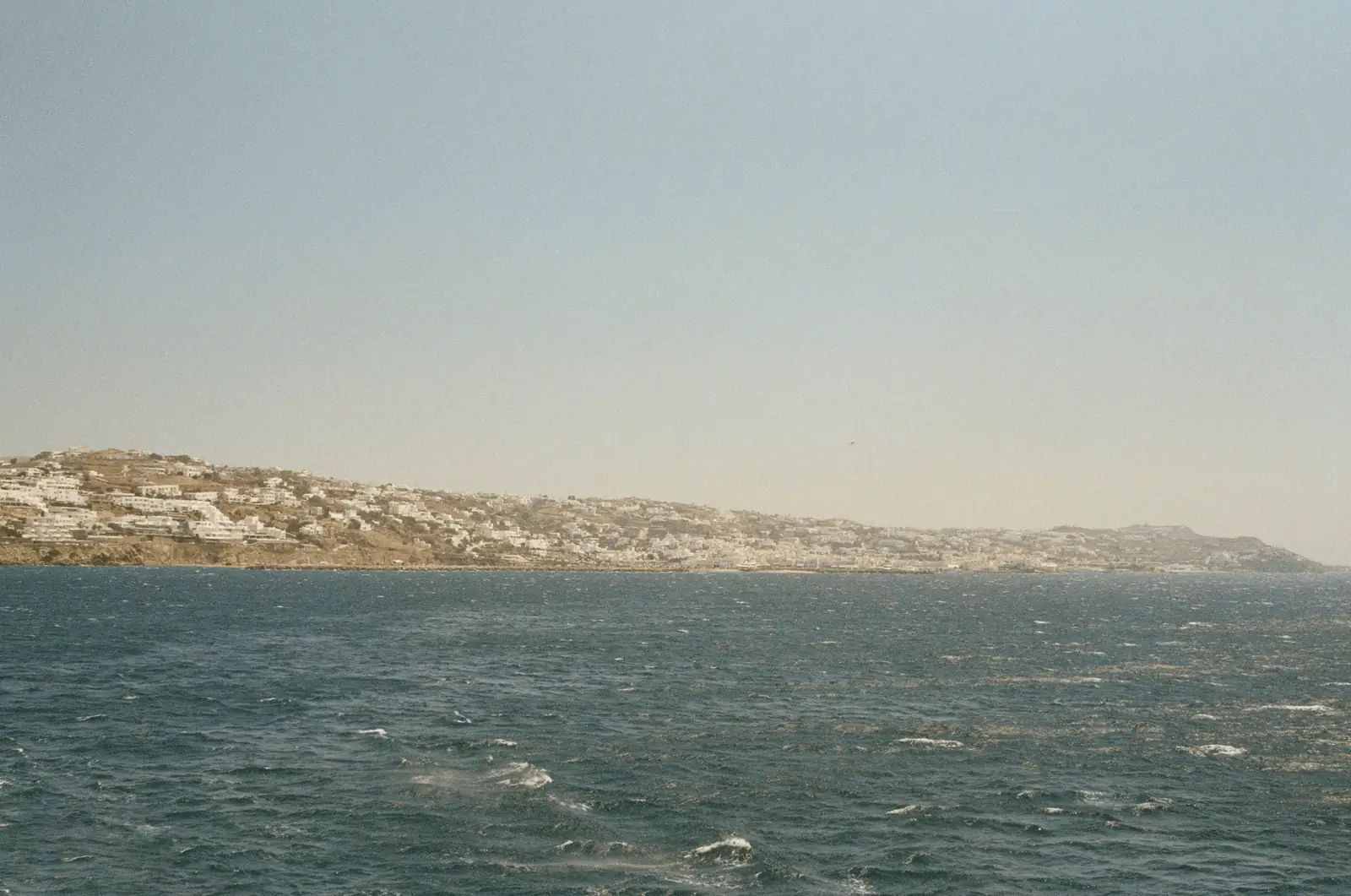 Hazy coastline seen from the sea